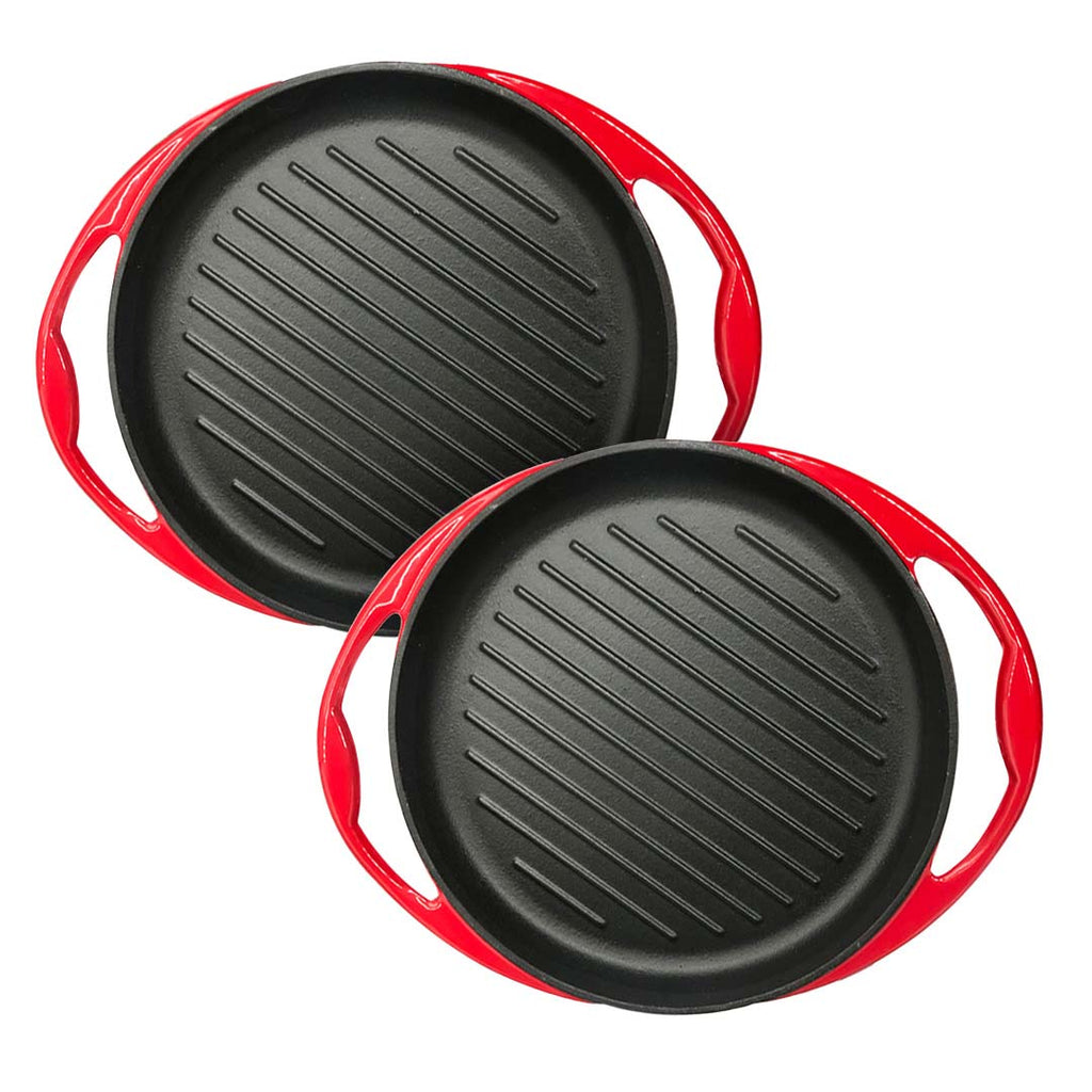 مقلاة من الحديد الزهر مطلية بالمينا من NNEAGS، مقاس 26 سم، بطبقة غير لاصقة، مثالية لتحضير شرائح اللحم المشوية