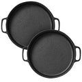 NNEAGS 2X Cast Iron 35cm Frying Pan Skillet Coating Steak Sizzle Platter