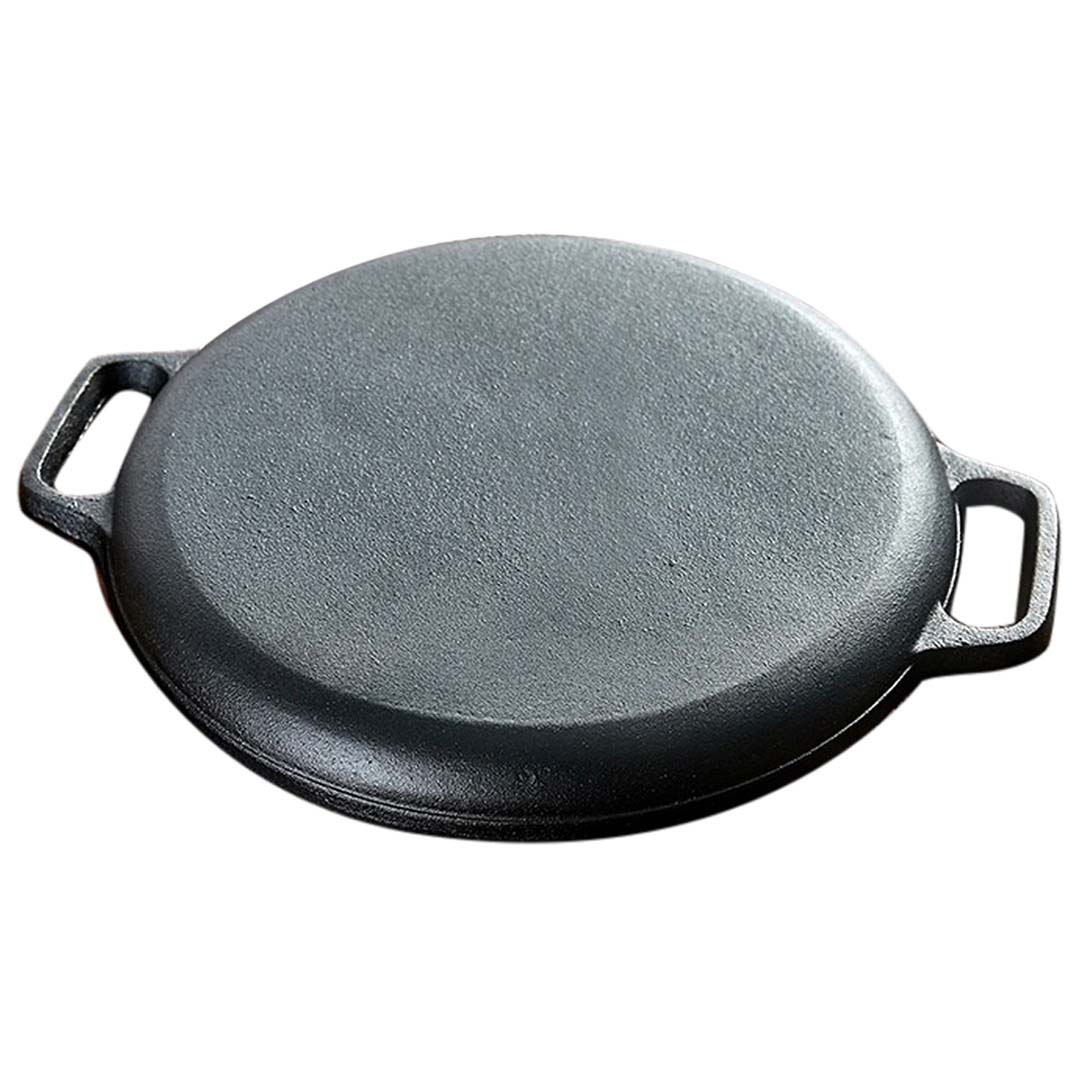 NNEAGS 2X Cast Iron 35cm Frying Pan Skillet Coating Steak Sizzle Platter