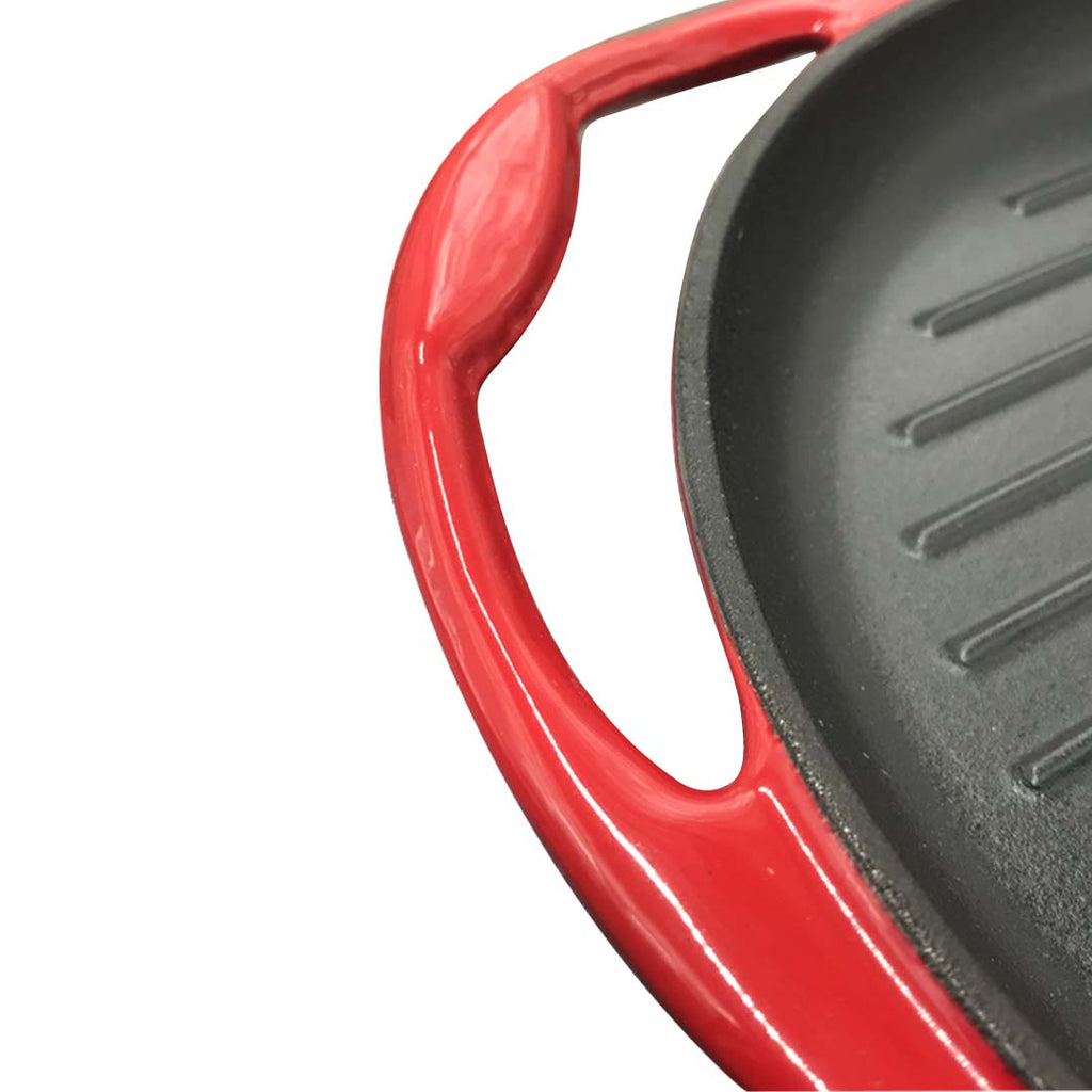 مقلاة من الحديد الزهر مطلية بالمينا من NNEAGS، مقاس 26 سم، بطبقة غير لاصقة، مثالية لتحضير شرائح اللحم المشوية