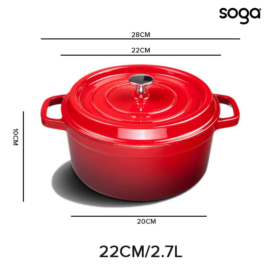 NNEAGS 2X Cast Iron 24cm Stewpot Casserole Stew Cooking Pot With Lid Black