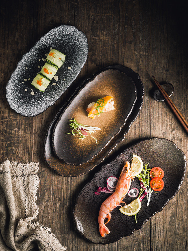 Creative ceramic oval Japanese dishes