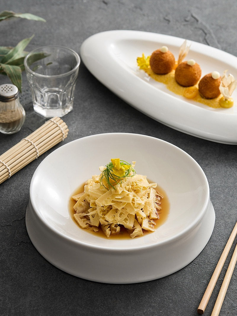 Irregular White Ceramic Dinner Plate