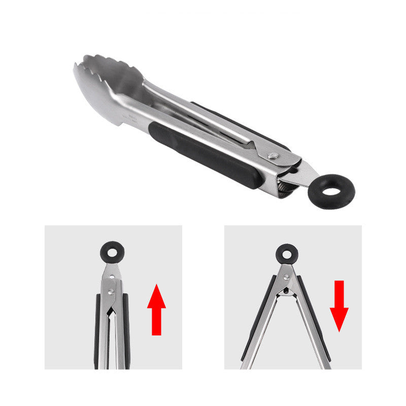 مشبك طعام من الفولاذ المقاوم للصدأ لشرائح اللحم والشواء والبوفيه