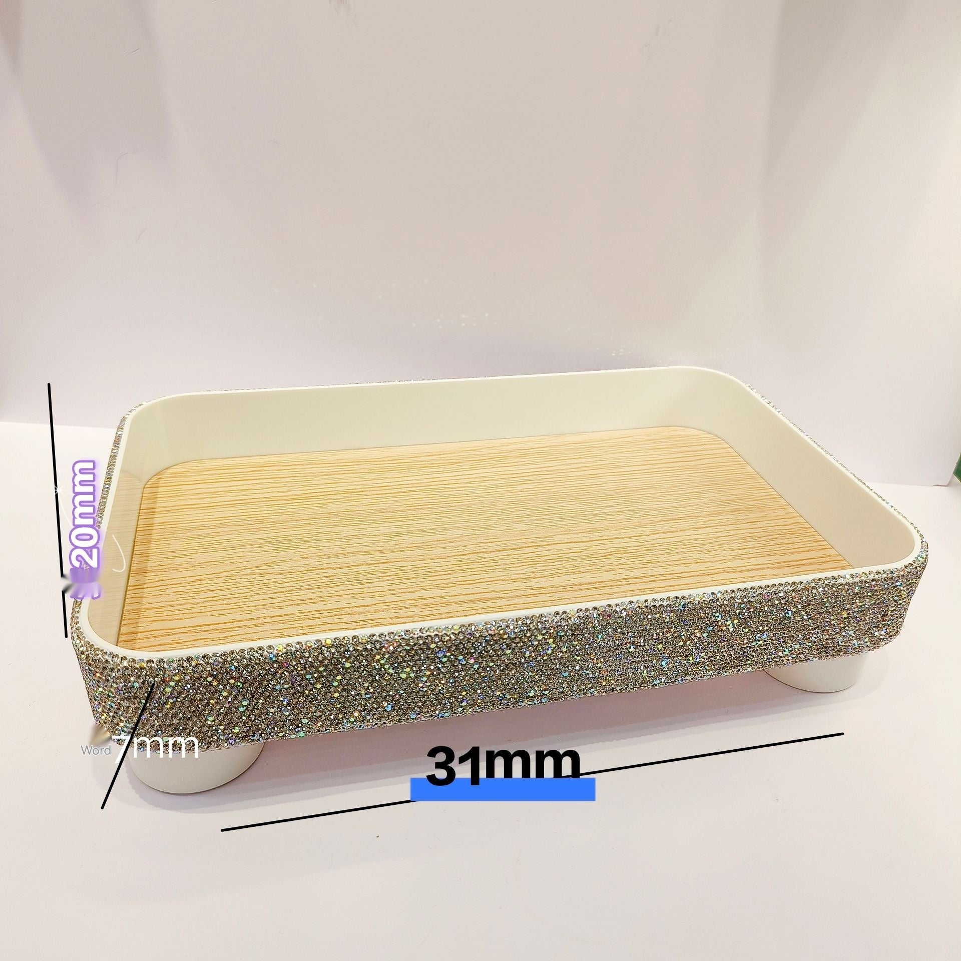 Diamond Plastic Tray Round Storage Tray Wooden