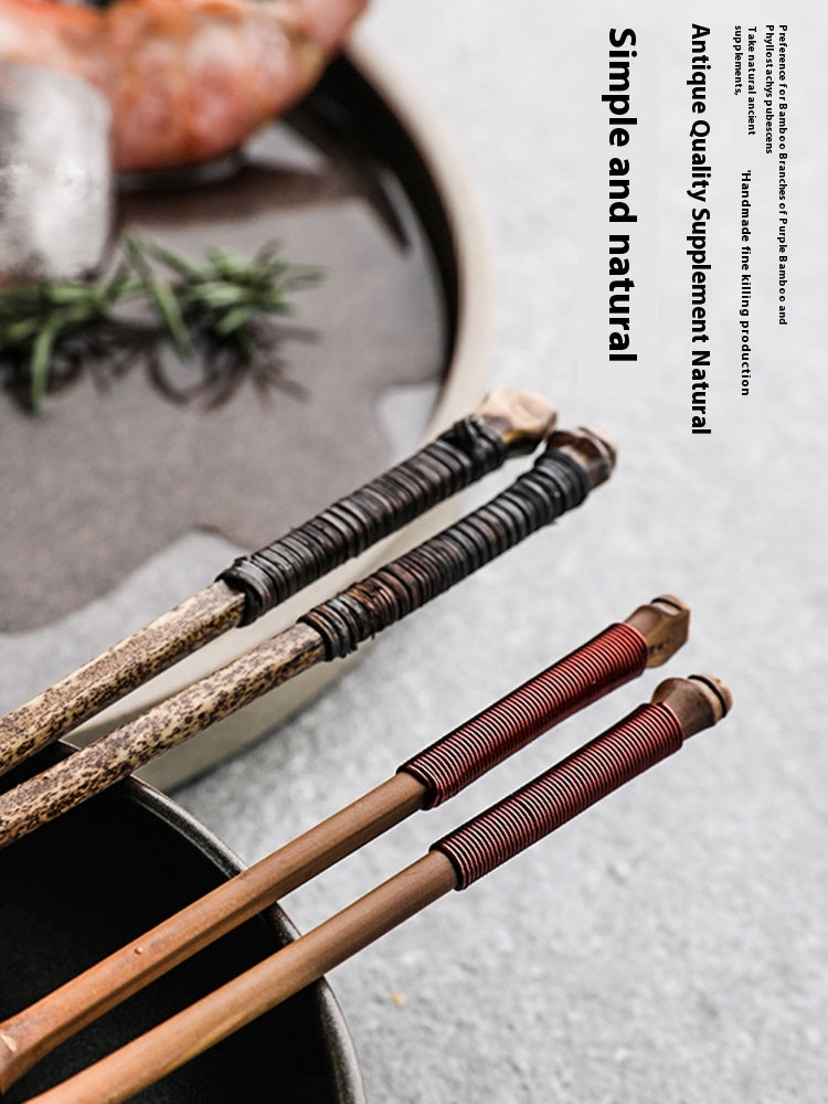 Household Natural Creative Personality Pointed Iron Wooden Chopsticks