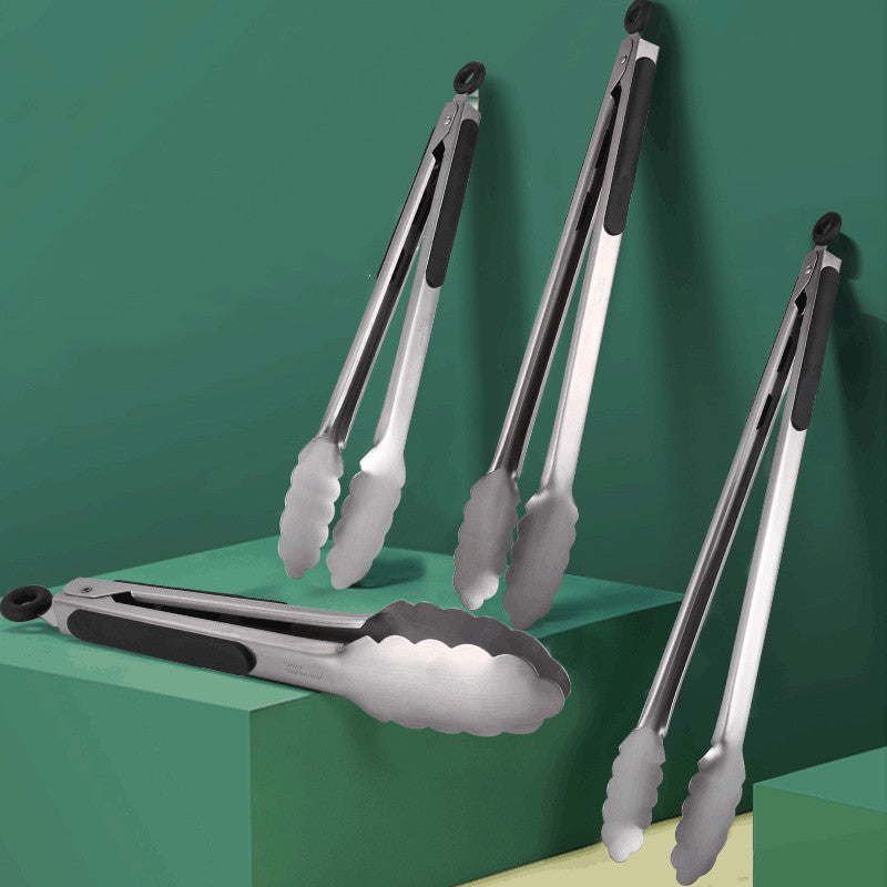 مشبك طعام من الفولاذ المقاوم للصدأ لشرائح اللحم والشواء والبوفيه