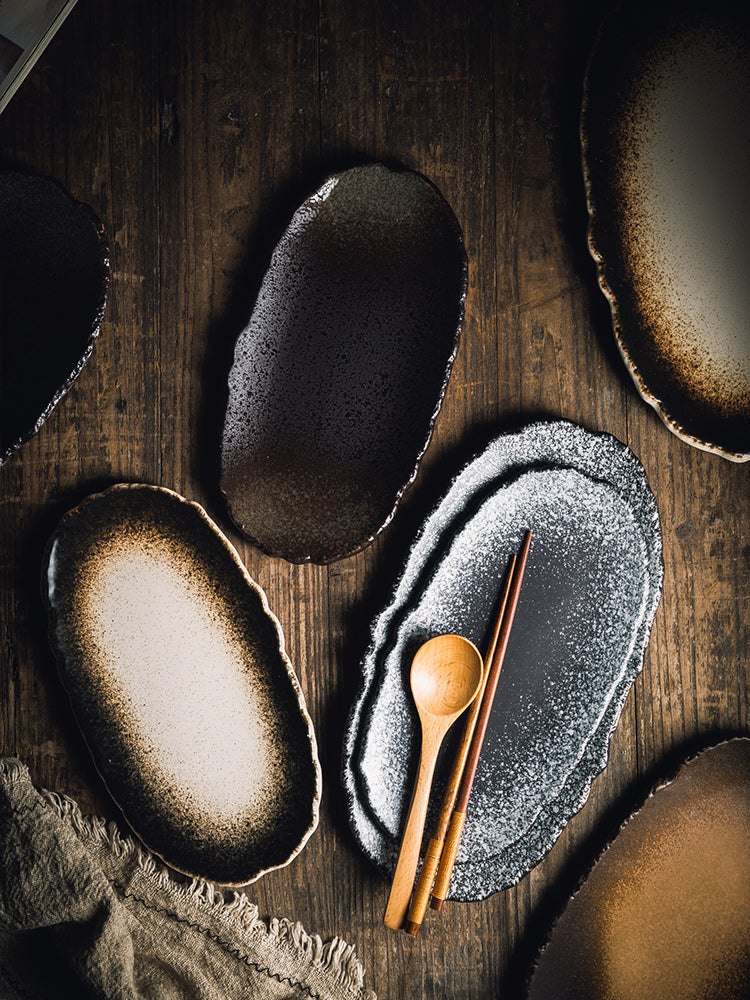 Creative ceramic oval Japanese dishes