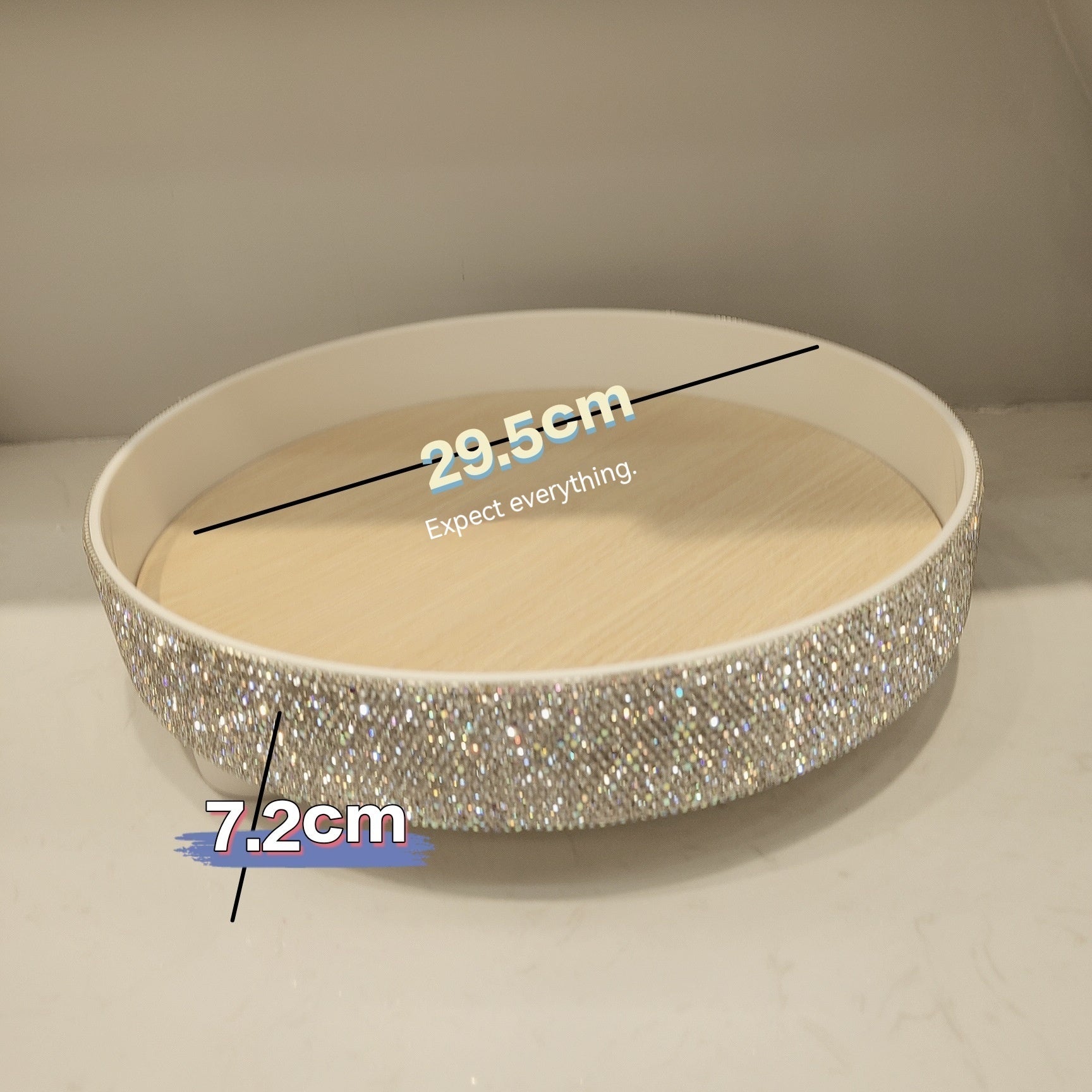 Diamond Plastic Tray Round Storage Tray Wooden