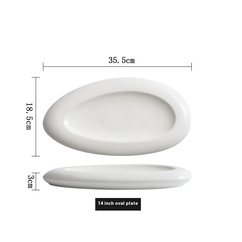 Irregular White Ceramic Dinner Plate