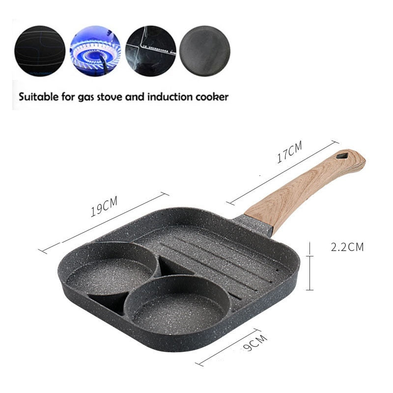 NNEOBA Four-hole Frying Pot Pan Thickened Omelet Pan Non-stick Egg Pancake Steak Pan Cooking Egg Ham Pans Breakfast Maker Cookware