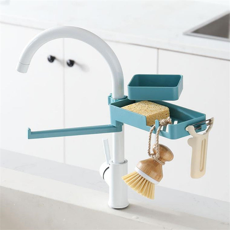 Kitchen Sink Faucet Sponge Holder with Drain Rack-0