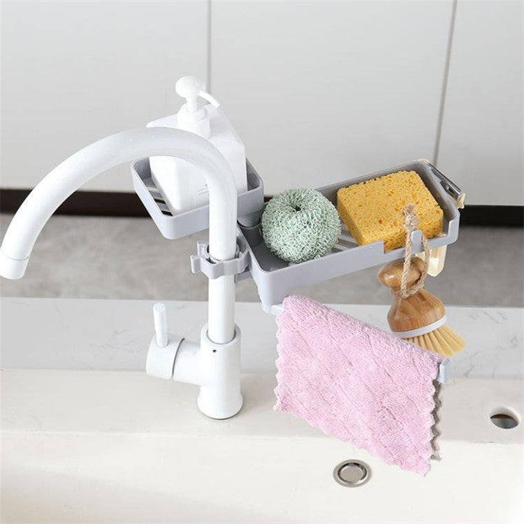 Kitchen Sink Faucet Sponge Holder with Drain Rack-4