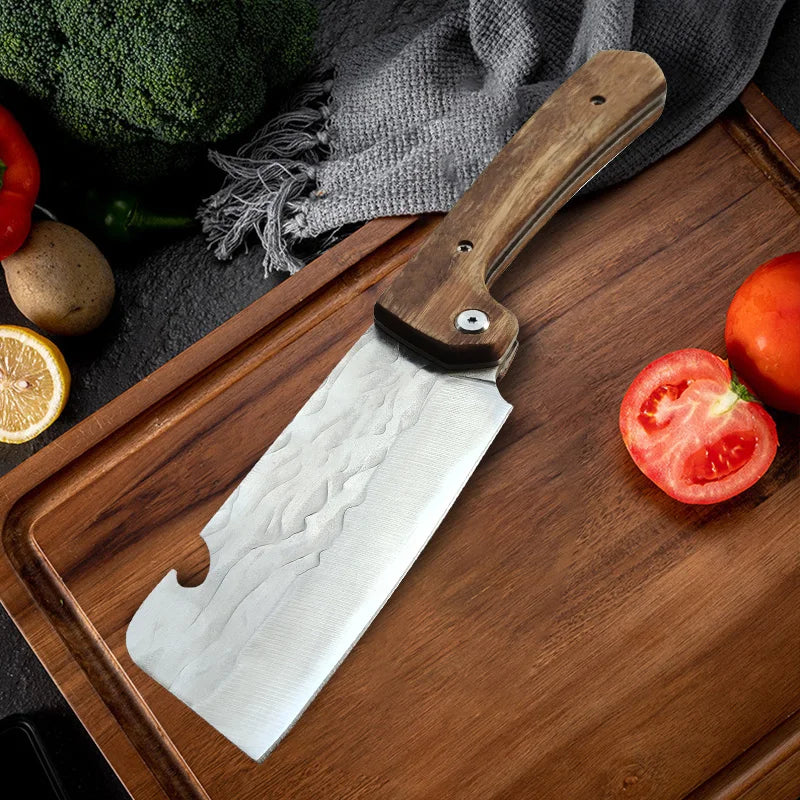 NNEOBA Folding Forged Cleaver Knife Brown