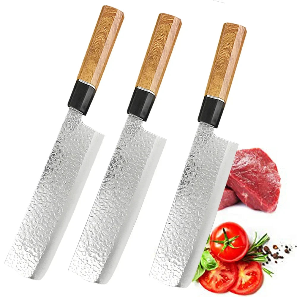 NNEOBA 3pcs Hand-Forged Boning Knife Set Brown
