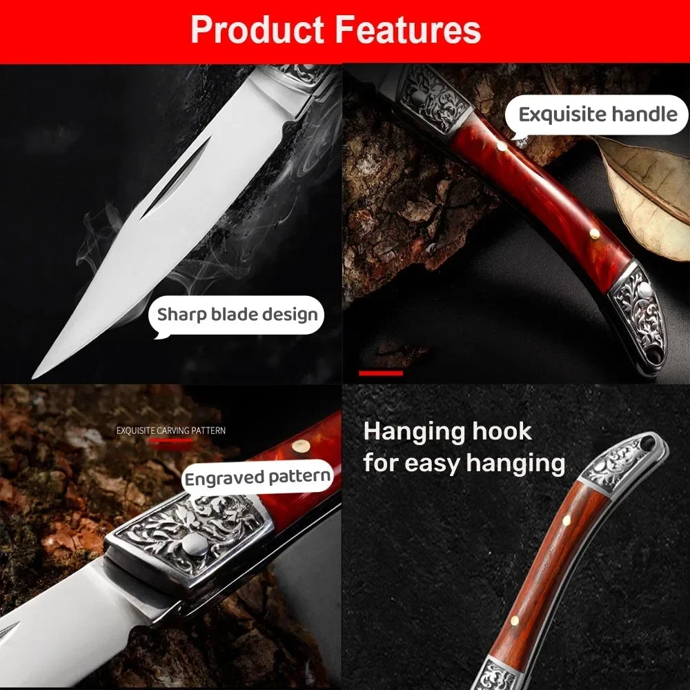 NNEOBA 2pcs Folding Pocket Fruit Knife Brown