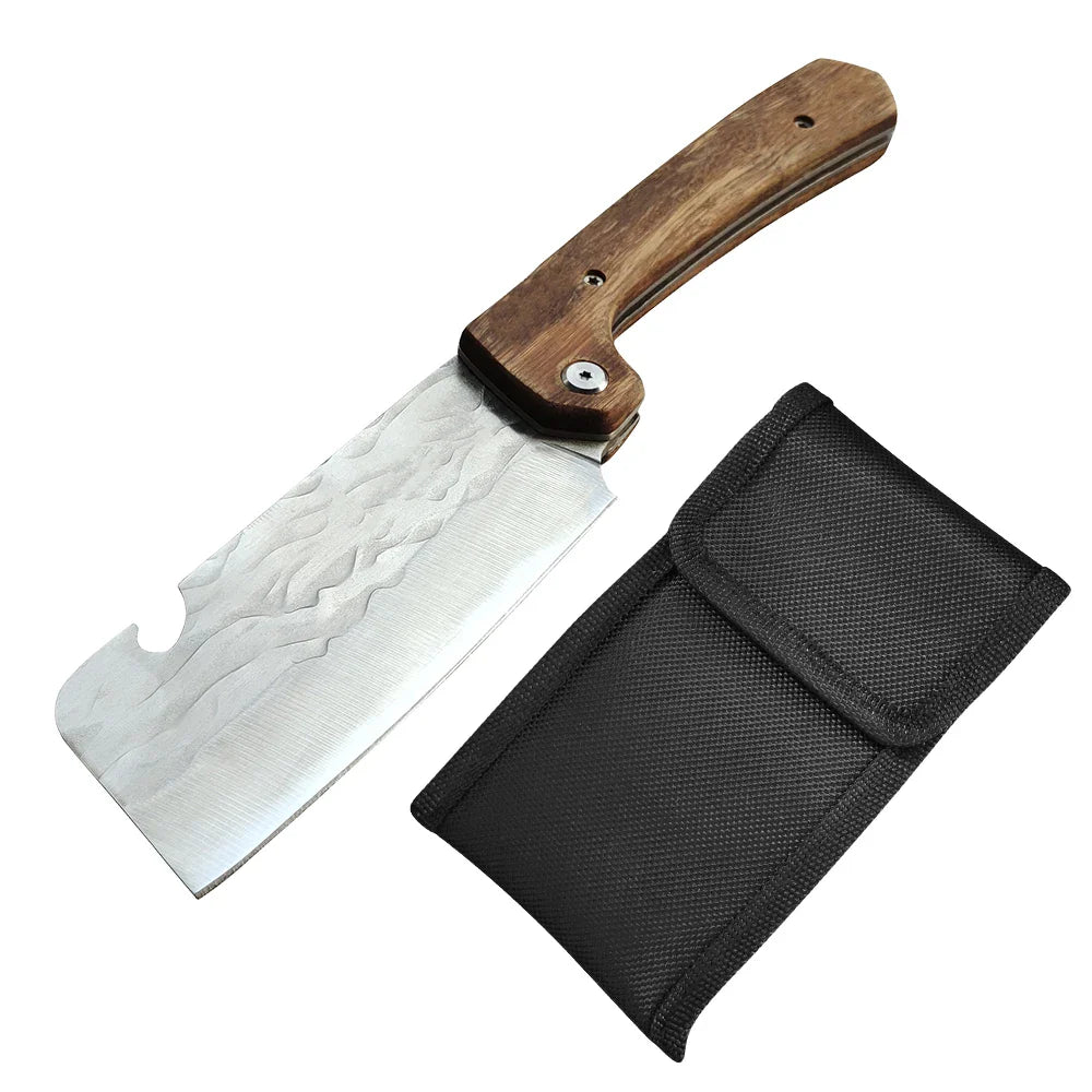 NNEOBA Folding Forged Cleaver Knife Brown
