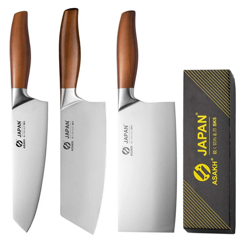 NNEOBA 3-Piece Professional Chef Knife Set Brown