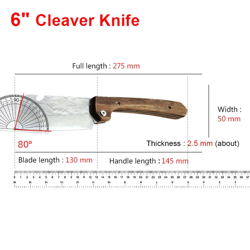 NNEOBA Folding Forged Cleaver Knife Brown