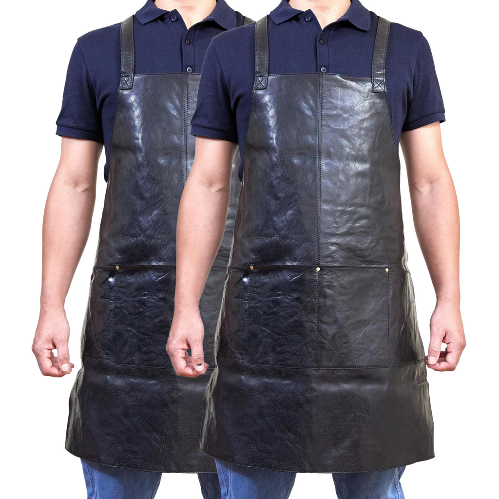 NNEDSZ 2x Pierre Cardin Professional Leather Apron Butcher Woodwork Barber Chef - Black
