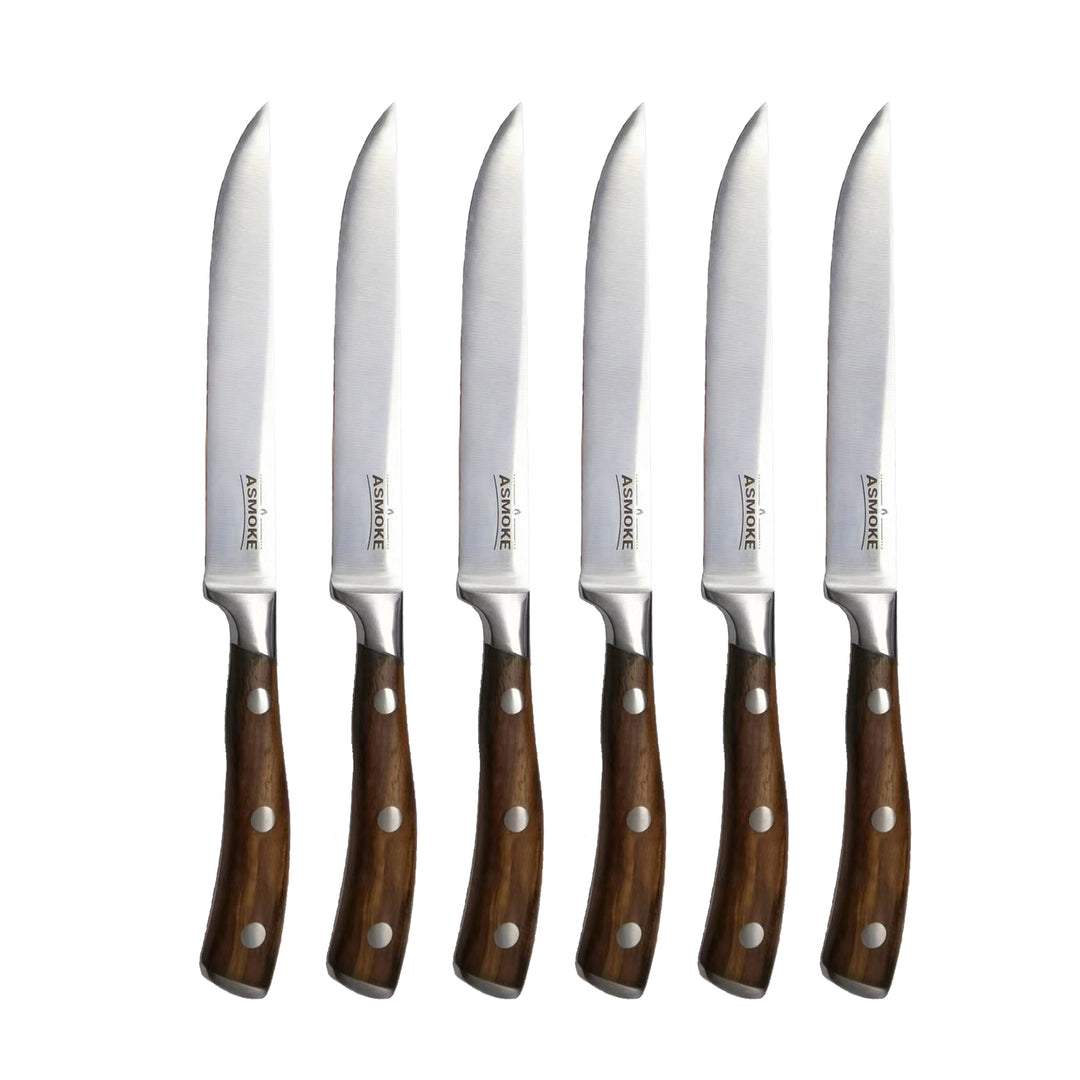 NNEDSZ STEAK KNIFE SET OF 4, PAKKAWOOD HANDLE