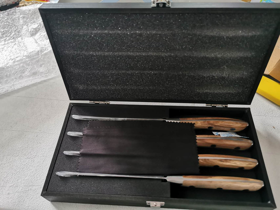 NNEDSZ STEAK KNIFE SET OF 4, PAKKAWOOD HANDLE