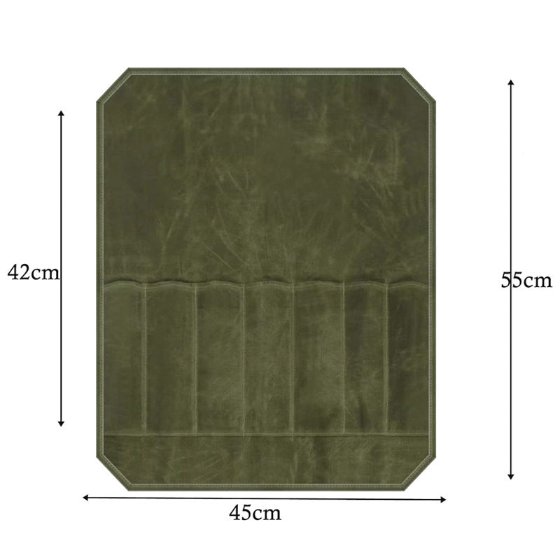 حقيبة لف السكاكين من قماش الكانفاس المشمع المتين باللون البيج من NNEDSZ - منظم أدوات الطهاة المحمول 