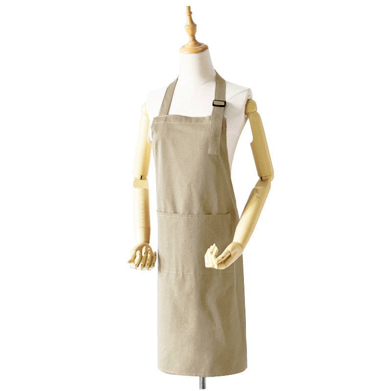 NNEDSZ Khaki Waterproof & Oil-Proof Apron - Adjustable Kitchen Apron with Pockets