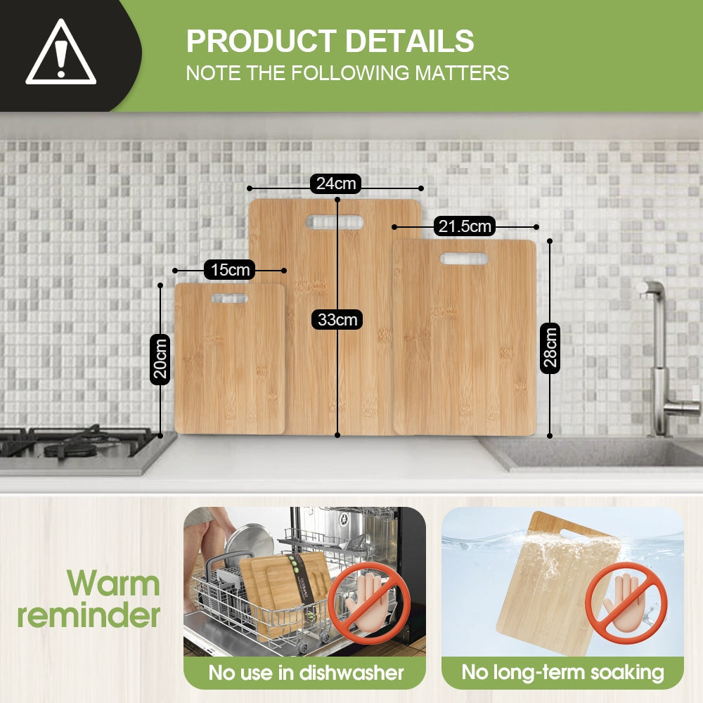 مجموعة ألواح تقطيع من خشب البامبو من NNEDSZ، 6 قطع، 3 قطع، لتقطيع وتقديم الجبن، لون خشبي فاتح