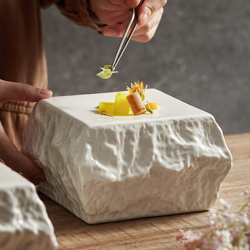 Japanese Irregular Stone Plate Dishes Hotel Restaurant