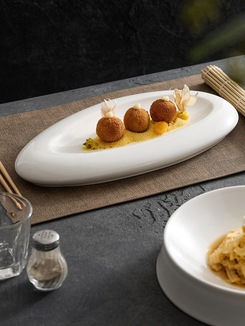 Irregular White Ceramic Dinner Plate